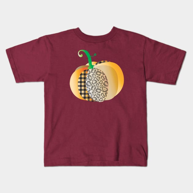 Thanksgiving Thankful Cute Pumpkin Holiday leopard Kids T-Shirt by ArticArtac